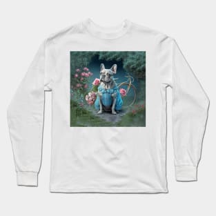 French Bulldog in Pretty Blue Dress Long Sleeve T-Shirt